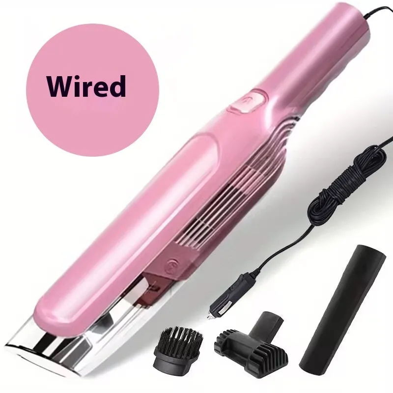 Pink wireless handheld car cleaner with rechargeable battery for home and car indoor use