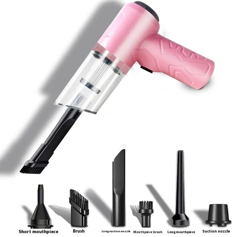 Pink wireless handheld car cleaner with rechargeable battery for home and car indoor use