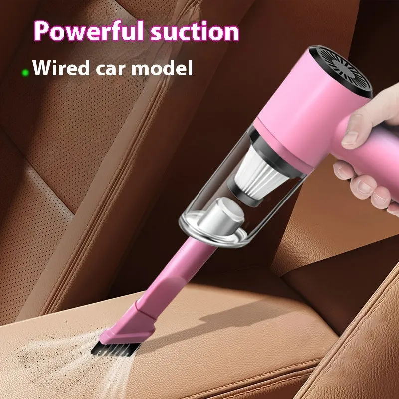 Pink wireless handheld car cleaner with rechargeable battery for home and car indoor use
