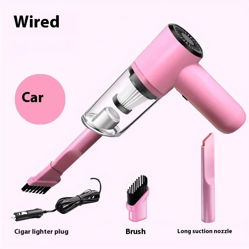 Pink wireless handheld car cleaner with rechargeable battery for home and car indoor use