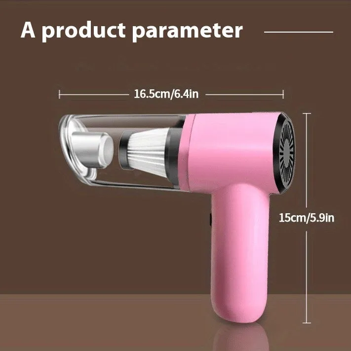 Pink wireless handheld car cleaner with rechargeable battery for home and car indoor use