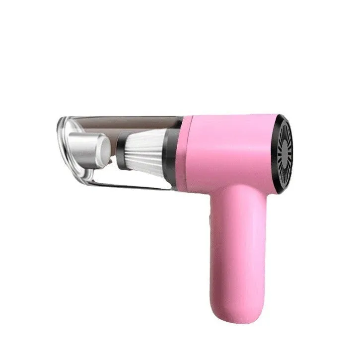 Pink wireless handheld car cleaner with rechargeable battery for home and car indoor use