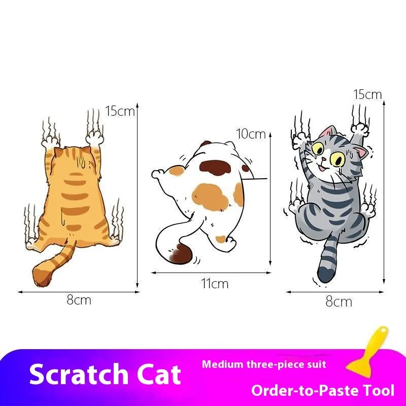 Cat cartoon car doctor blade cover sticker suit three-piece set in multiple sizes