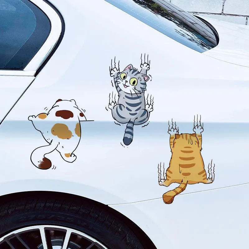 Cat cartoon car doctor blade cover sticker suit three-piece set in multiple sizes
