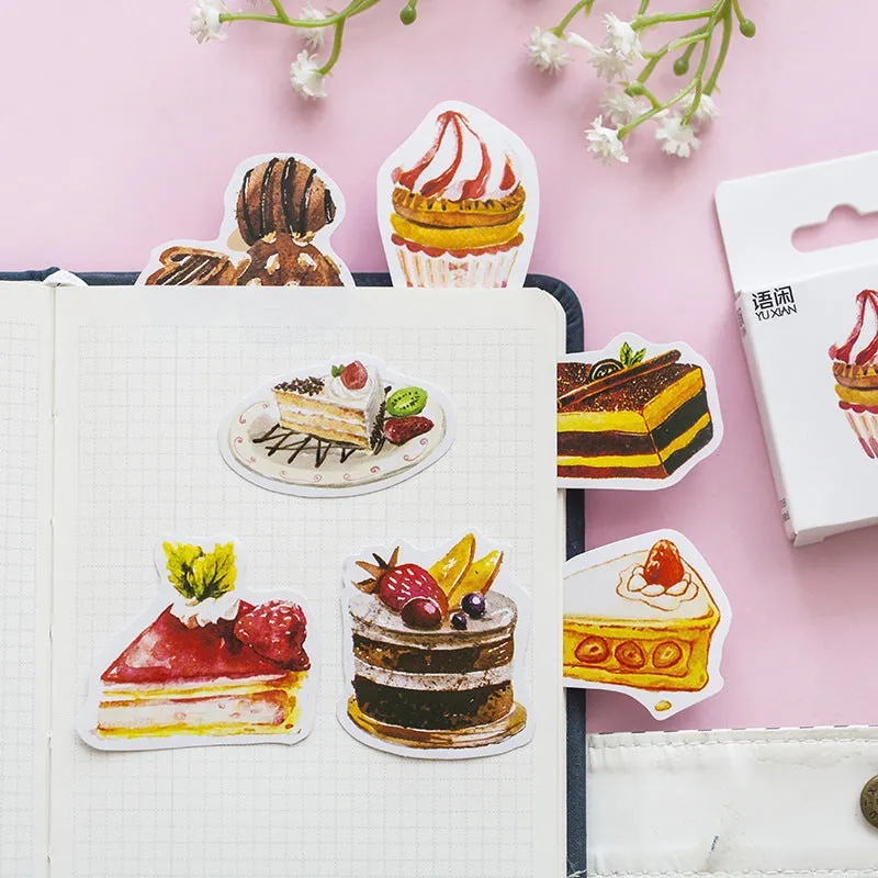Yuxian hand ledger sticker box of 50 sweetheart cake shaped printed stickers in cute style