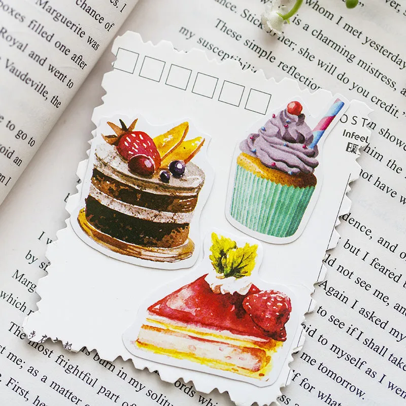 Yuxian hand ledger sticker box of 50 sweetheart cake shaped printed stickers in cute style