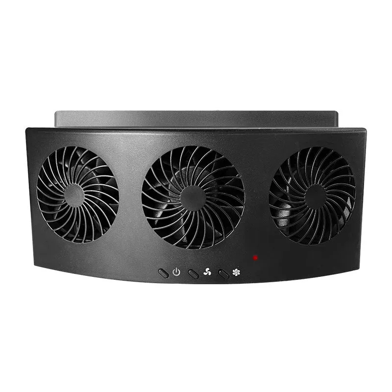 Black and white car ventilation fan with USB cable for vehicle interior air circulation