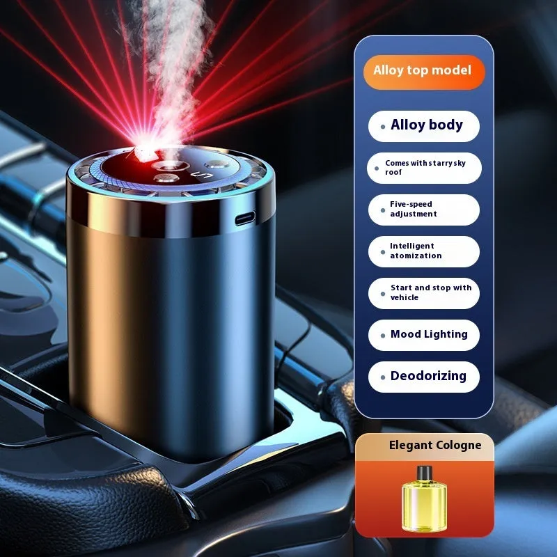 Starry Sky auto perfume sprayer with adjustable settings and six scent options, plastic or aluminium alloy shell