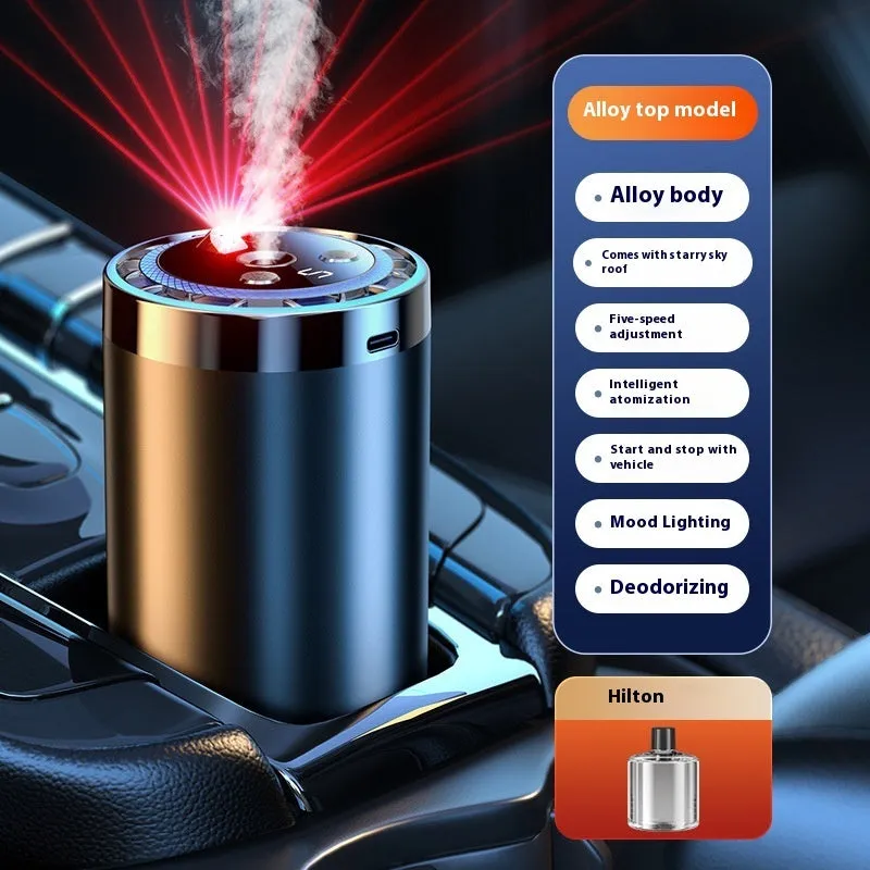 Starry Sky auto perfume sprayer with adjustable settings and six scent options, plastic or aluminium alloy shell
