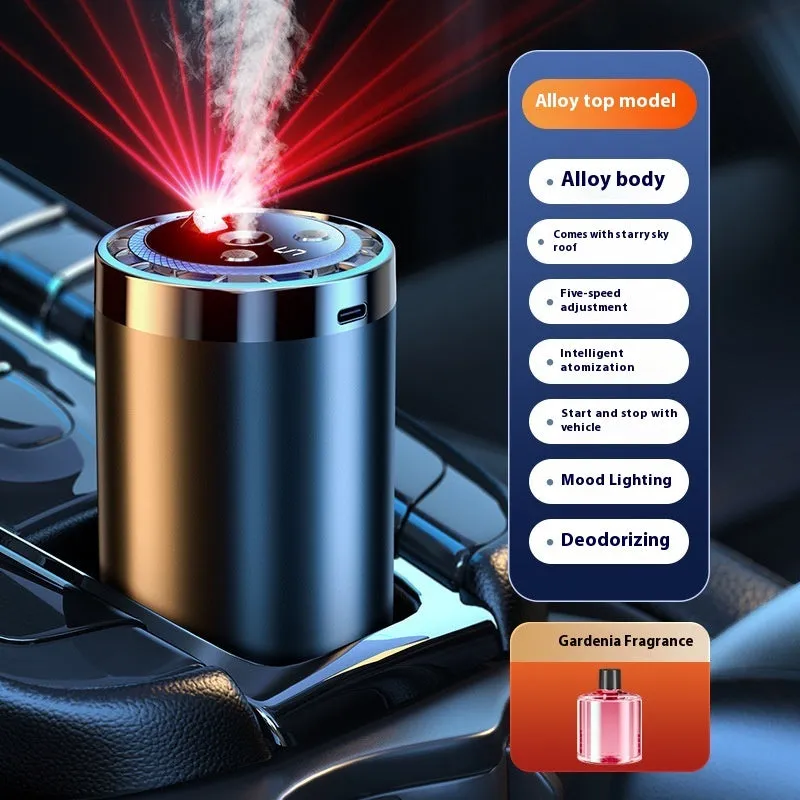 Starry Sky auto perfume sprayer with adjustable settings and six scent options, plastic or aluminium alloy shell