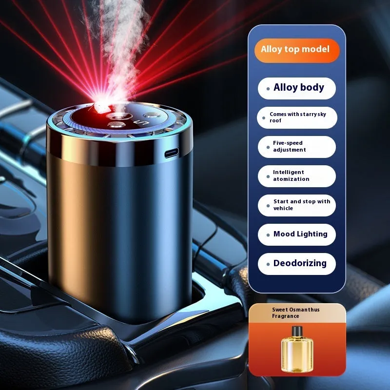 Starry Sky auto perfume sprayer with adjustable settings and six scent options, plastic or aluminium alloy shell