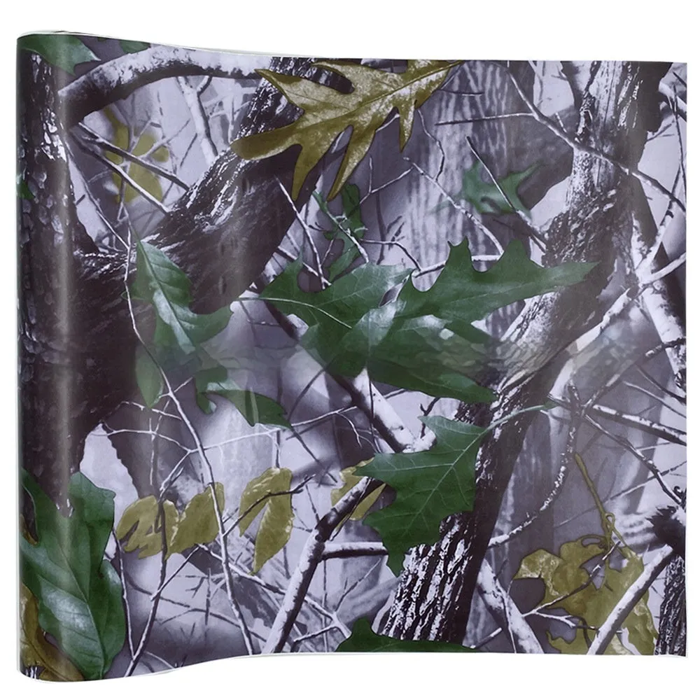 Forest grass camouflage car wrapping film in black carbon fibre style, 152cm wide, super flexible polymer PVC mask