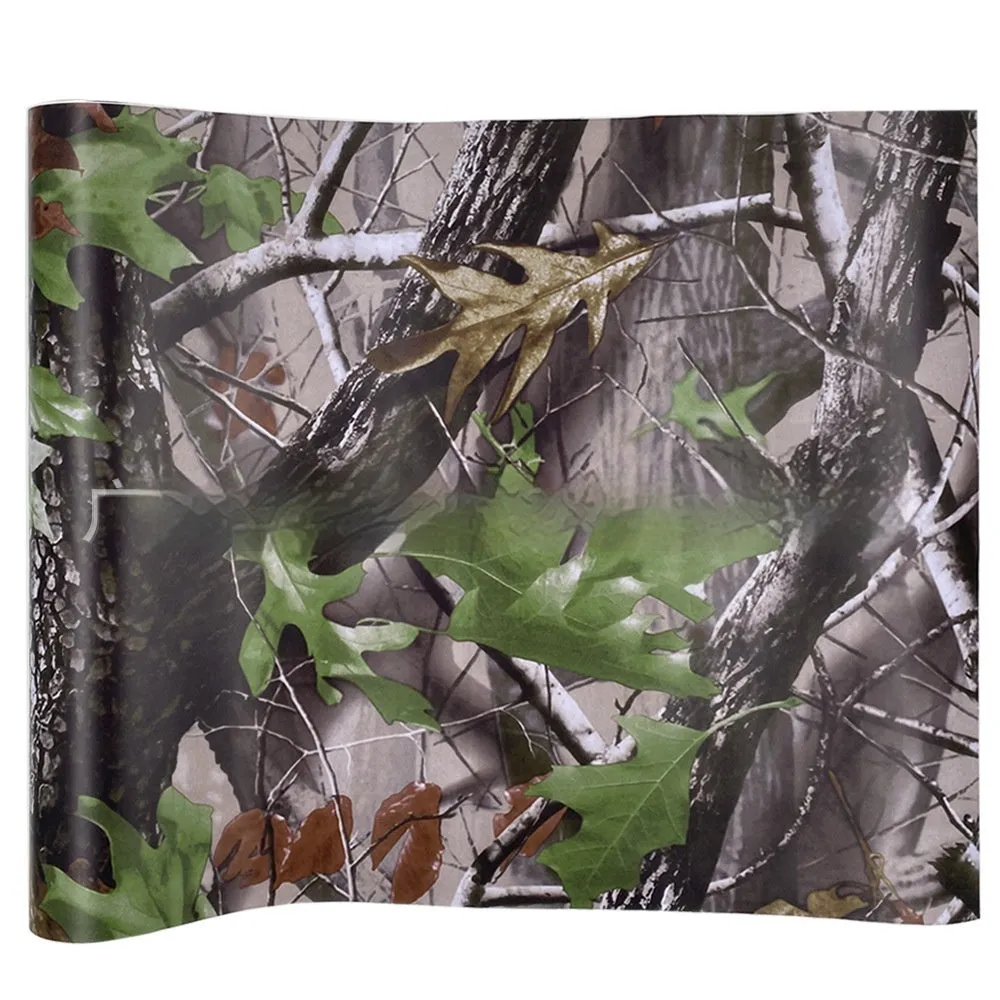 Forest grass camouflage car wrapping film in black carbon fibre style, 152cm wide, super flexible polymer PVC mask