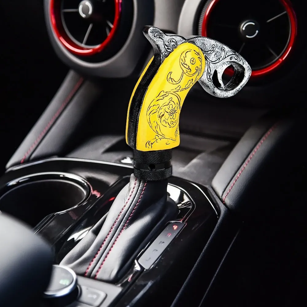 Silver resin hanging gear lever with a smooth finish for universal car modification use