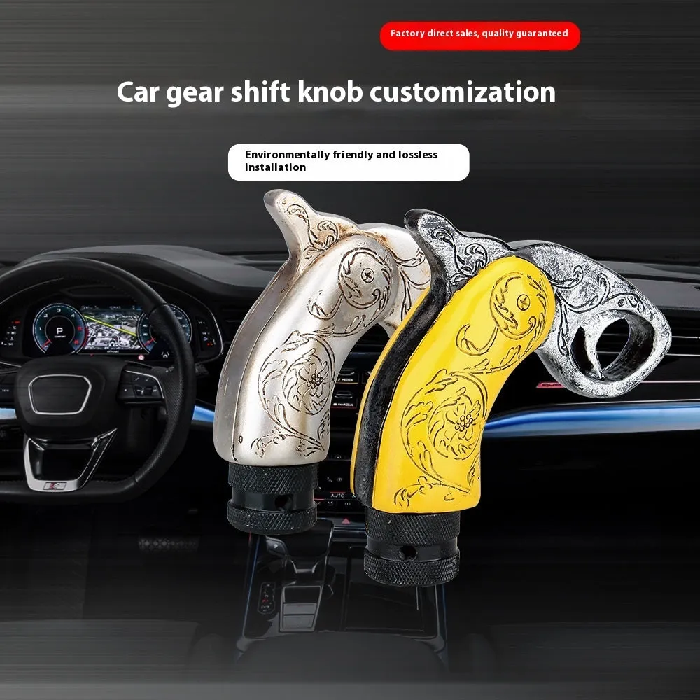 Silver resin hanging gear lever with a smooth finish for universal car modification use