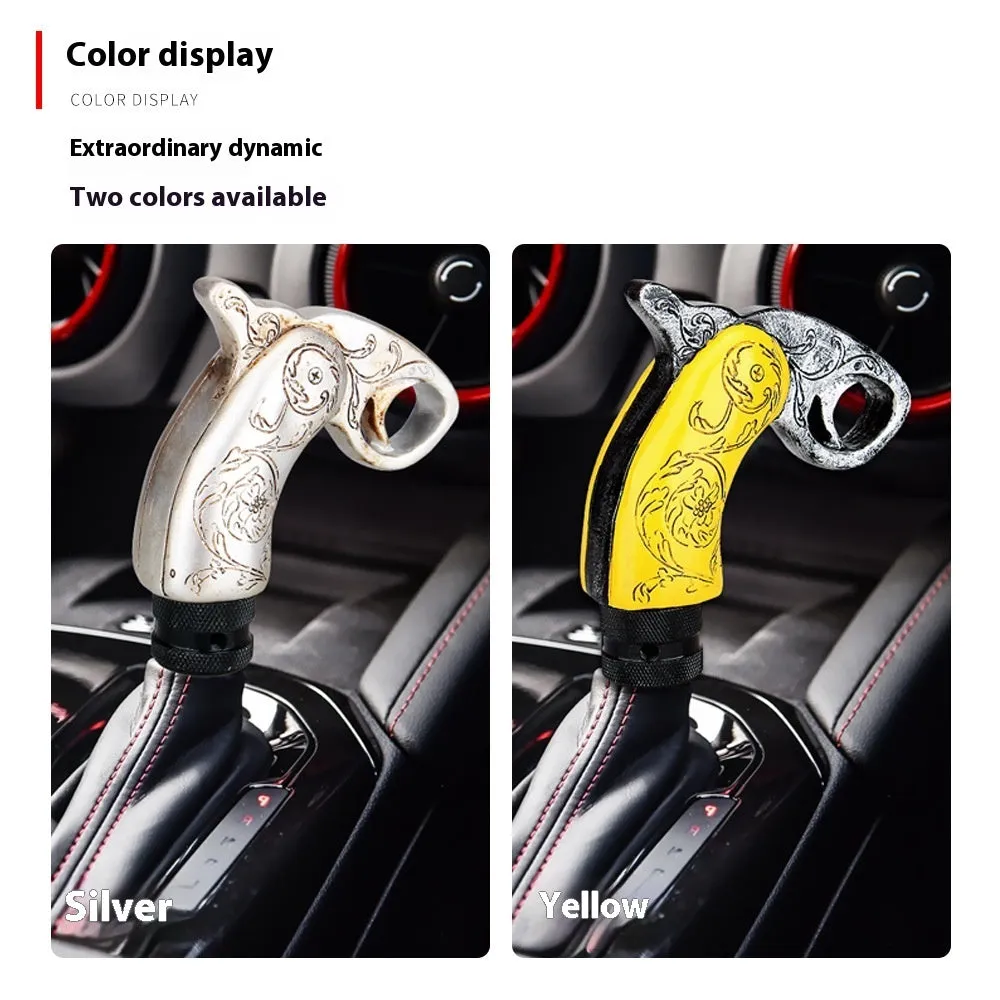 Silver resin hanging gear lever with a smooth finish for universal car modification use