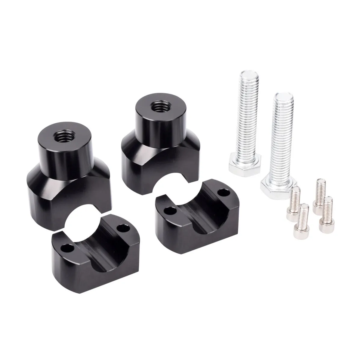 Pair of black aluminium 25mm universal motorcycle handlebar riser codes