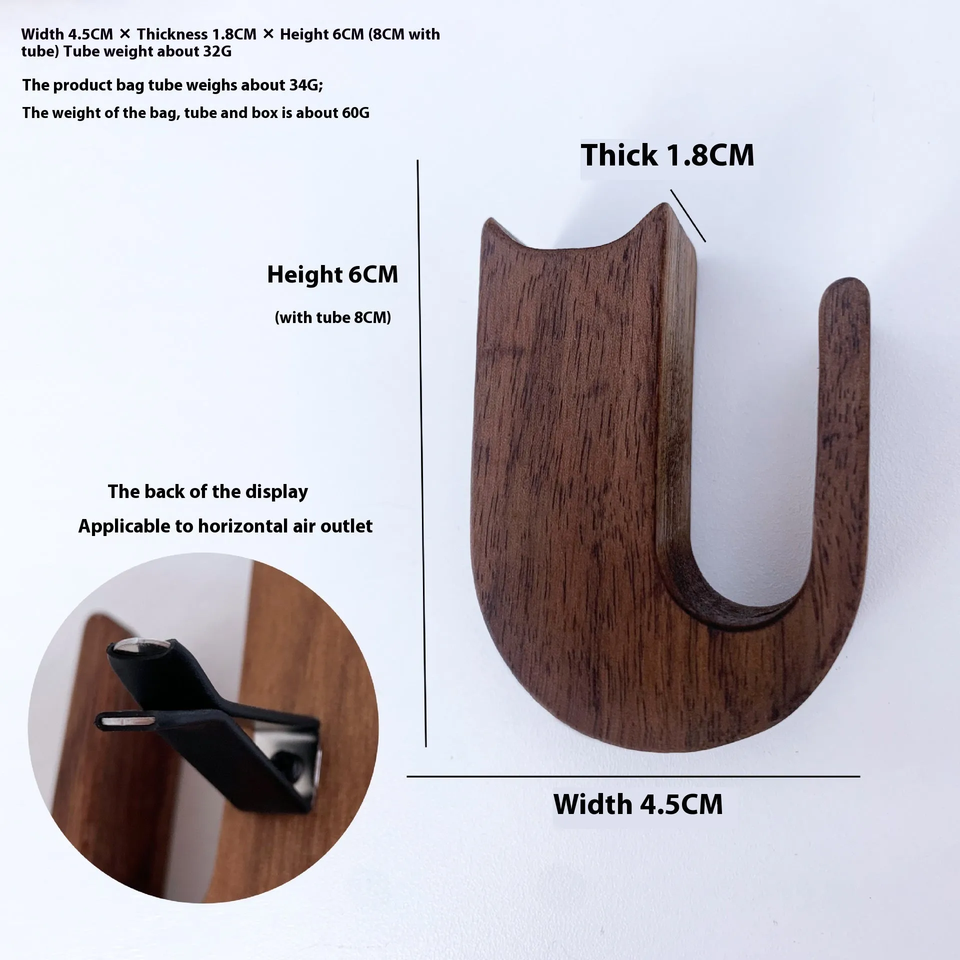 Wooden car vent decorative vase black walnut cat-shaped clip model on car air vent