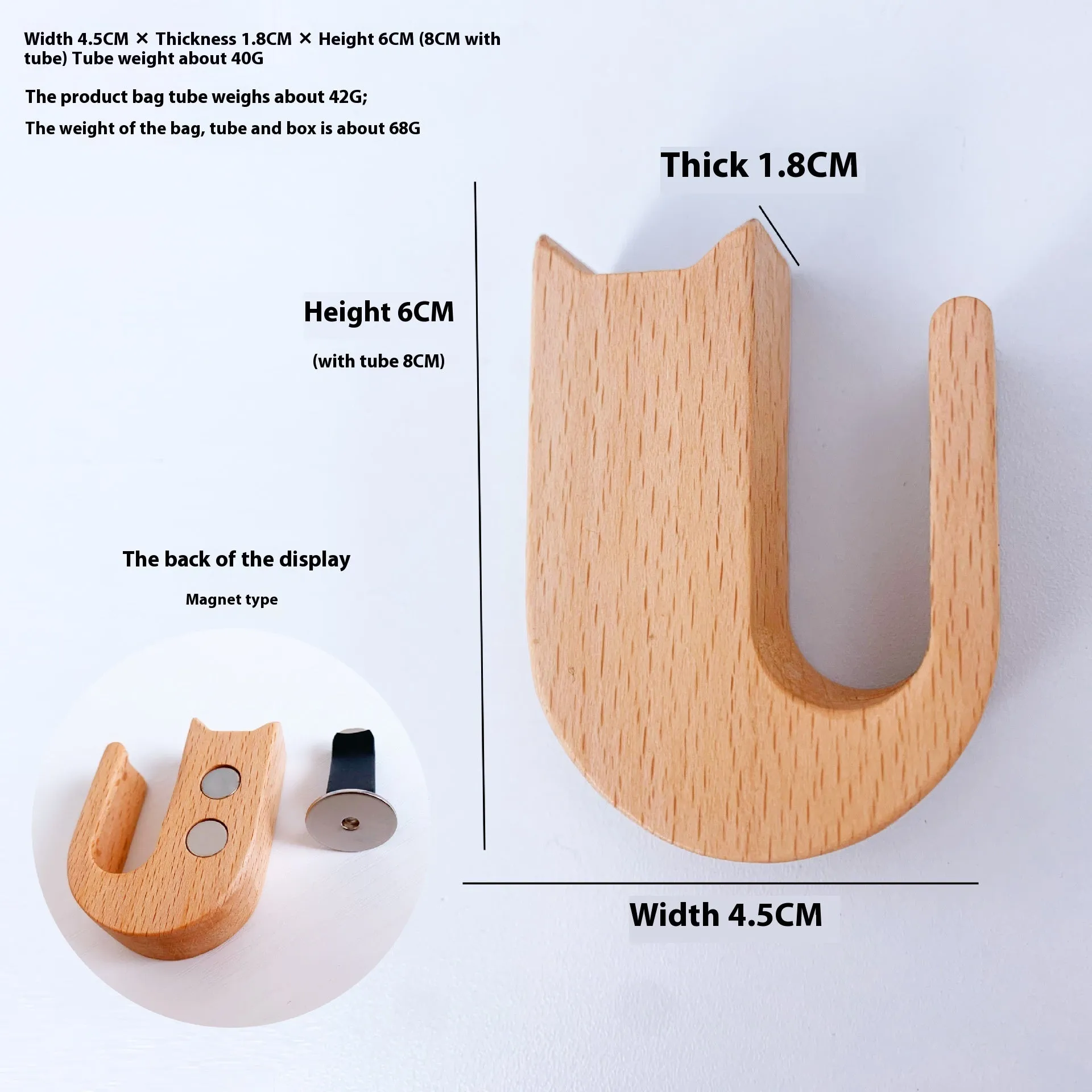 Wooden car vent decorative vase black walnut cat-shaped clip model on car air vent