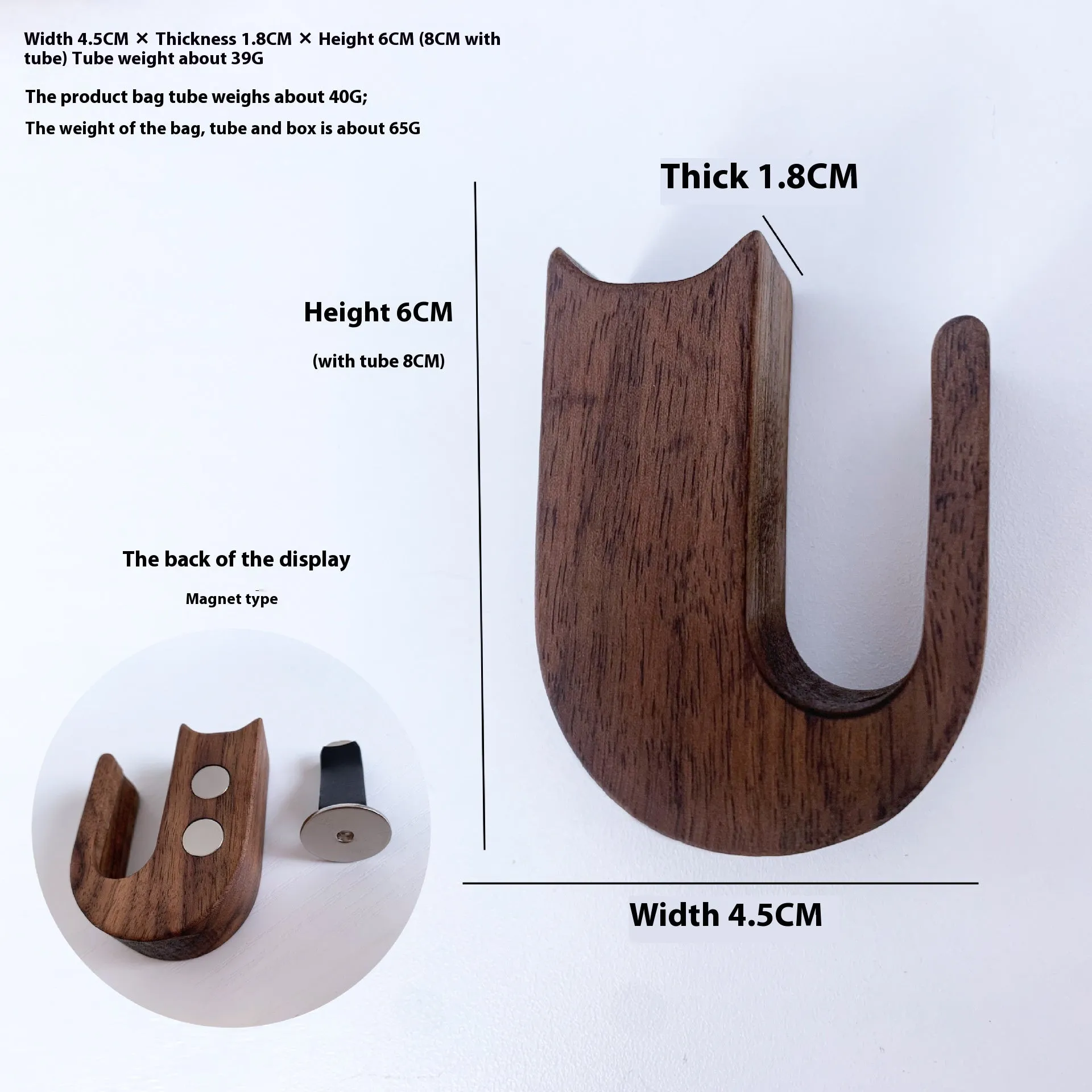 Wooden car vent decorative vase black walnut cat-shaped clip model on car air vent