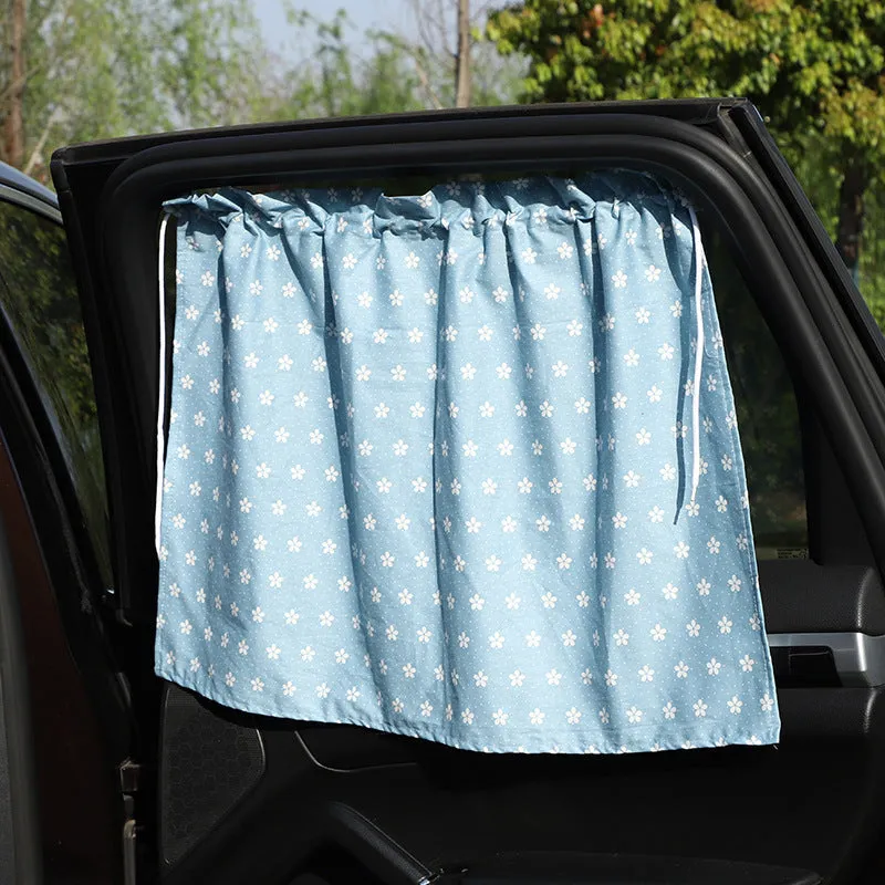 All cotton cartoon auto curtain sunshade for general vehicle window protection with rabbit pattern