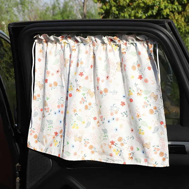 All cotton cartoon auto curtain sunshade for general vehicle window protection with rabbit pattern
