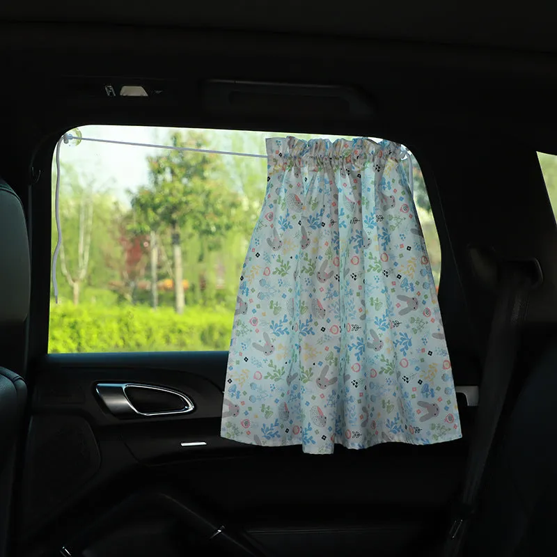 All cotton cartoon auto curtain sunshade for general vehicle window protection with rabbit pattern