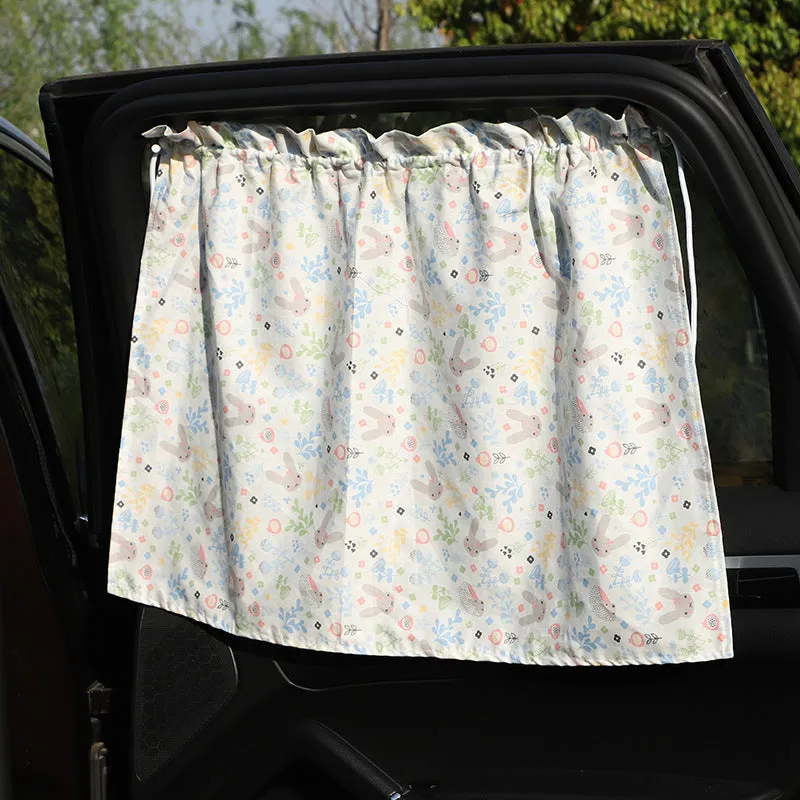 All cotton cartoon auto curtain sunshade for general vehicle window protection with rabbit pattern
