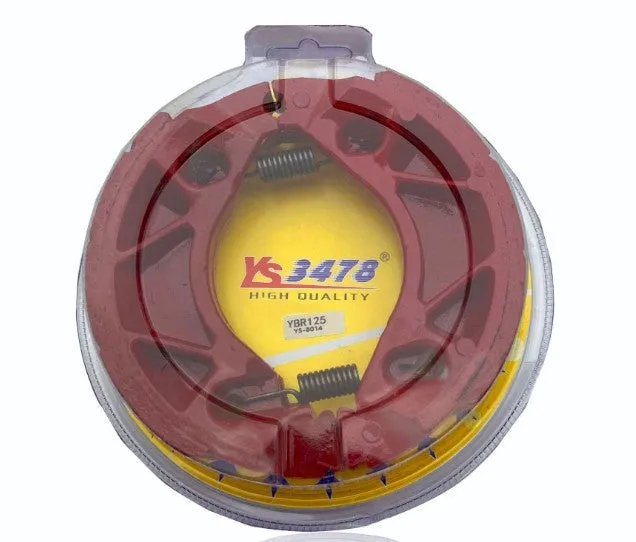 YBR125 motorcycle brake rubber block in black and red with metal backing