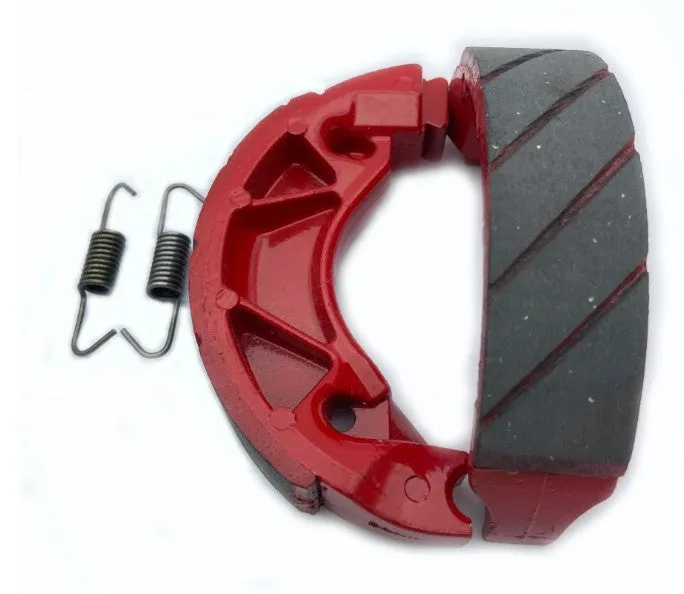 YBR125 motorcycle brake rubber block in black and red with metal backing