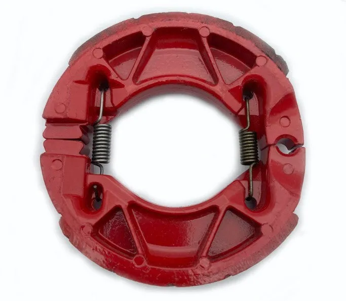 YBR125 motorcycle brake rubber block in black and red with metal backing
