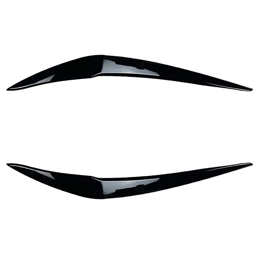 Pair of ABS headlight eyebrow stickers for BMW 1 Series F20, piano black finish, 48x8x8 cm