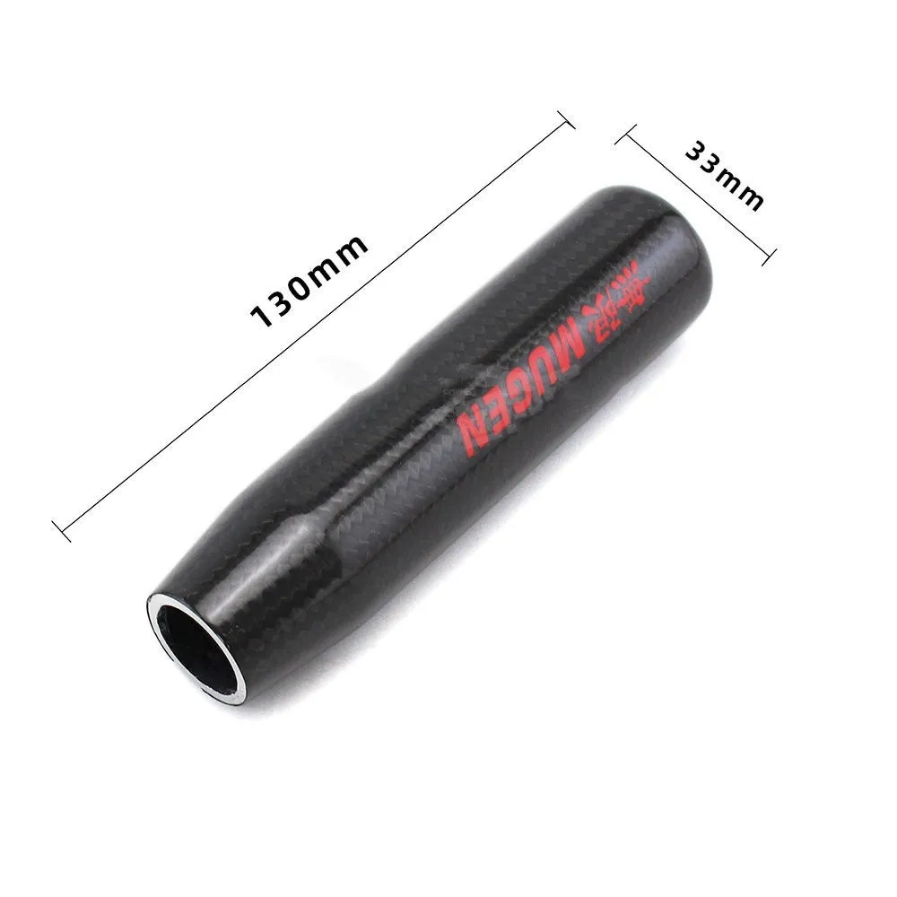 13cm carbon fibre car gear shift knob with aluminium base in red colour on manual transmission lever