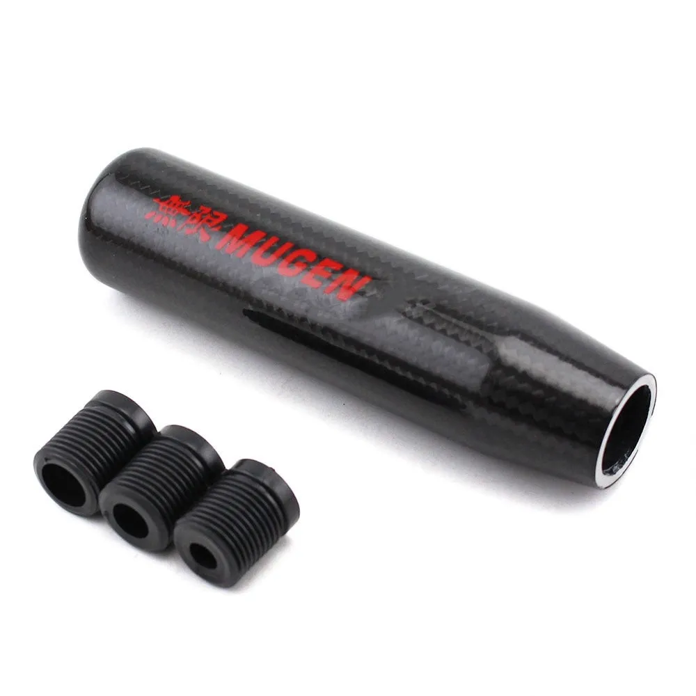 13cm carbon fibre car gear shift knob with aluminium base in red colour on manual transmission lever