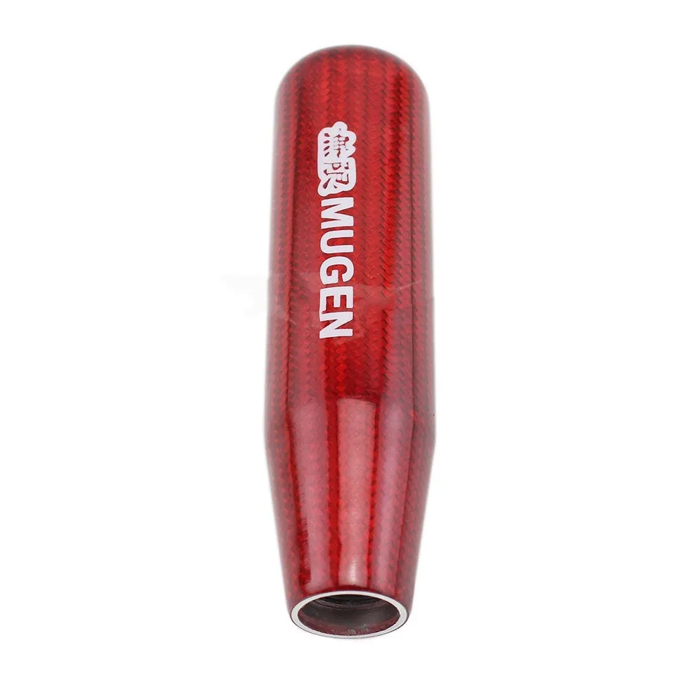 13cm carbon fibre car gear shift knob with aluminium base in red colour on manual transmission lever