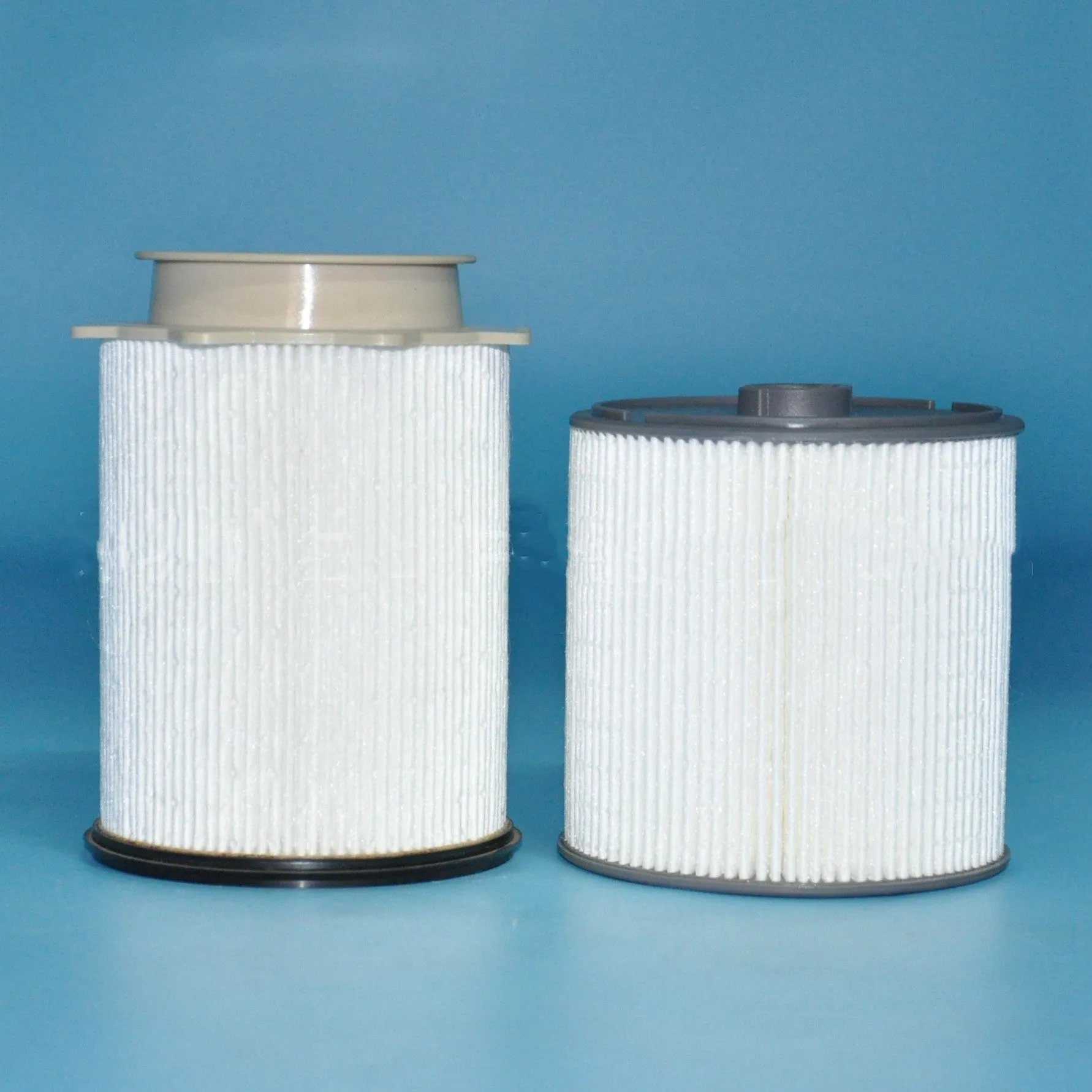White fuel filter kit for RAM truck Cummins 6.7L diesel engine replacement.