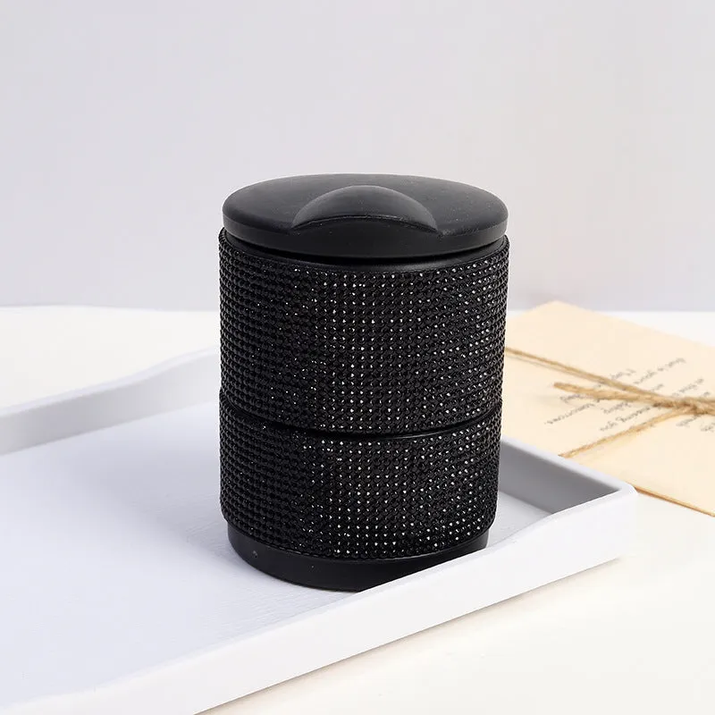 Car diamond ashtray with LED light luminous multifunctional plastic rhinestone ashtray in black