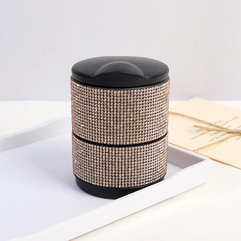 Car diamond ashtray with LED light luminous multifunctional plastic rhinestone ashtray in black