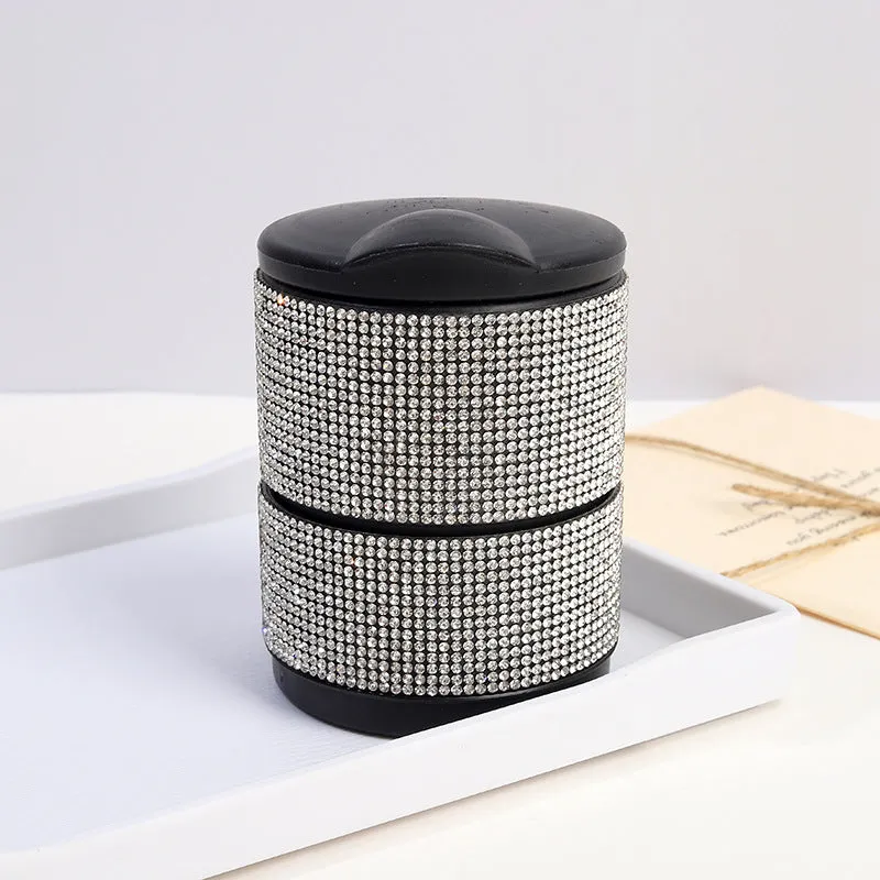 Car diamond ashtray with LED light luminous multifunctional plastic rhinestone ashtray in black