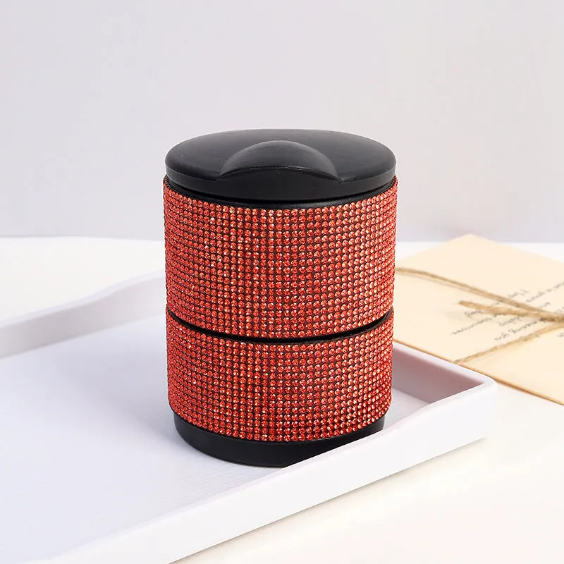 Car diamond ashtray with LED light luminous multifunctional plastic rhinestone ashtray in black