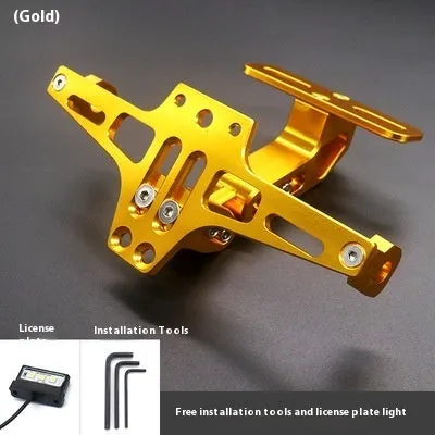 Aluminium alloy adjustable license plate holder bracket with light in silver finish