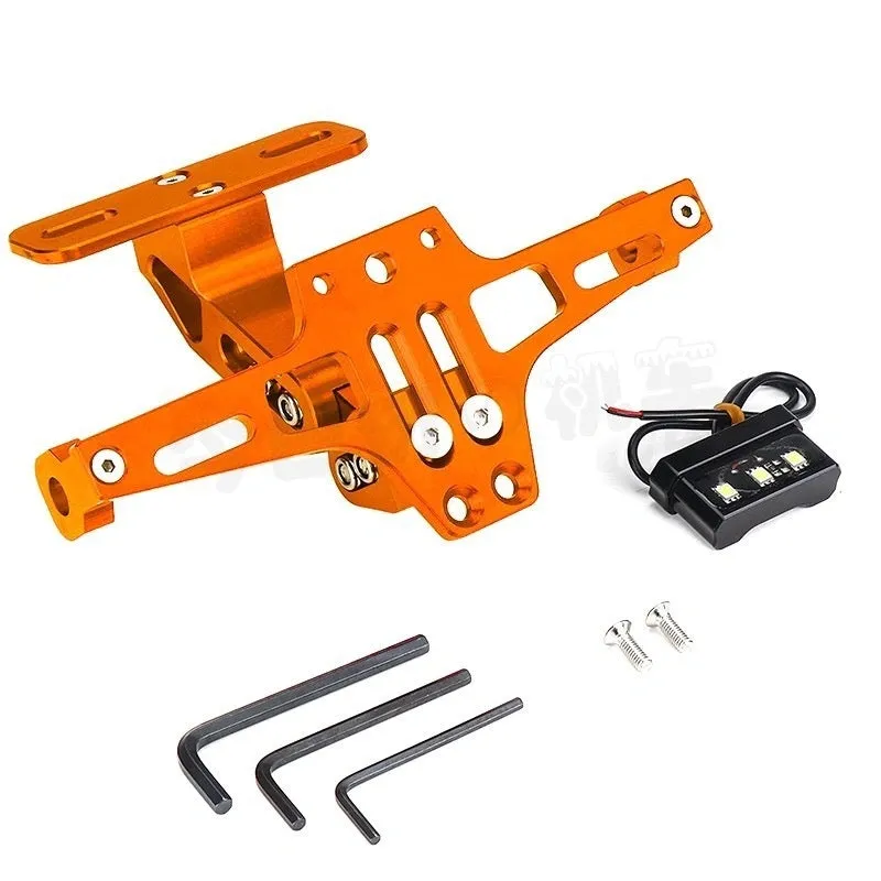 Aluminium alloy adjustable license plate holder bracket with light in silver finish