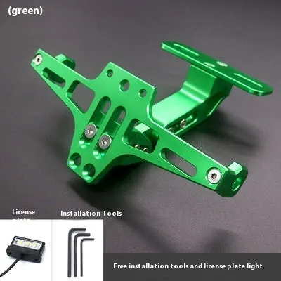 Aluminium alloy adjustable license plate holder bracket with light in silver finish