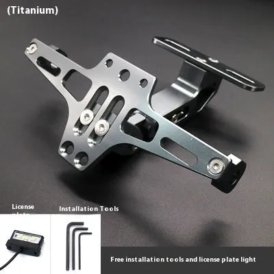 Aluminium alloy adjustable license plate holder bracket with light in silver finish