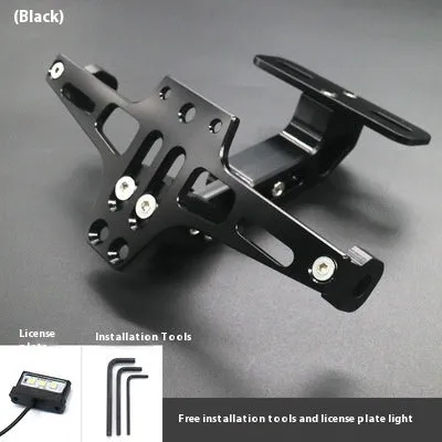 Aluminium alloy adjustable license plate holder bracket with light in silver finish