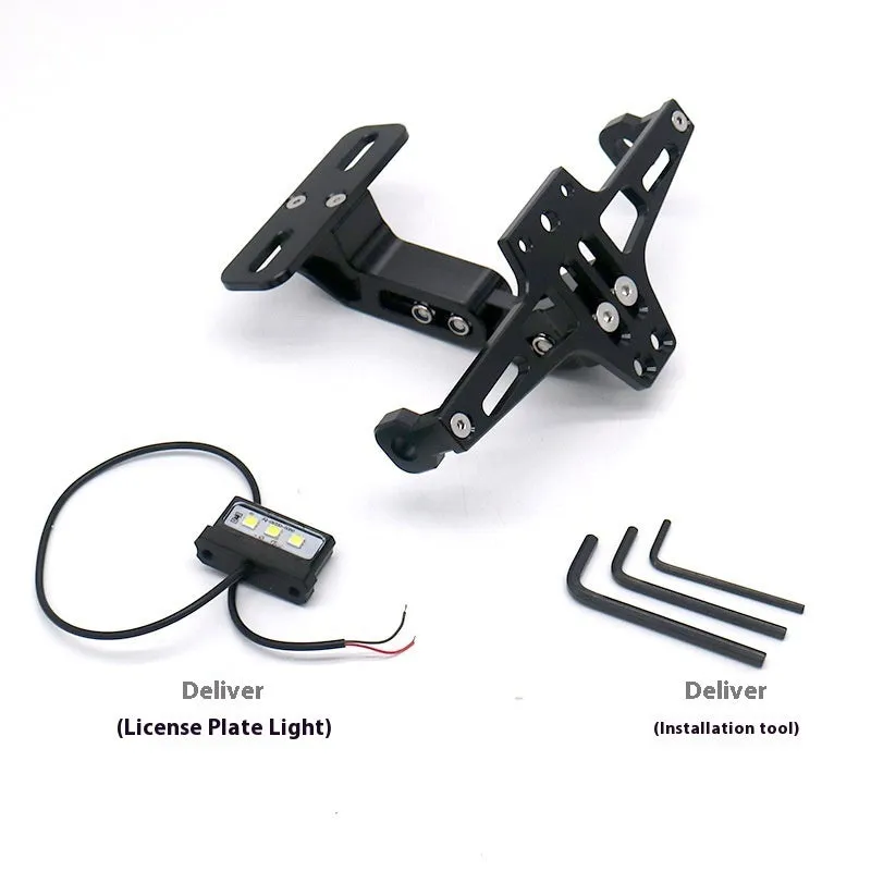 Aluminium alloy adjustable license plate holder bracket with light in silver finish