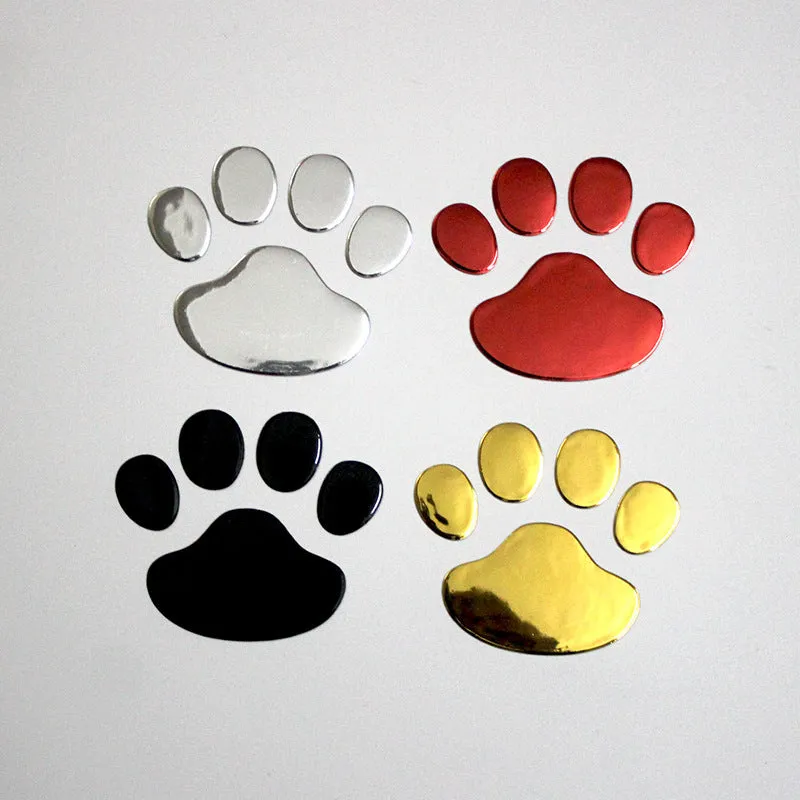 PVC dog footprint car sticker showing hand-shaped brush design on vehicle bumper