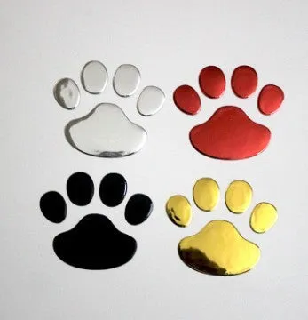 PVC dog footprint car sticker showing hand-shaped brush design on vehicle bumper