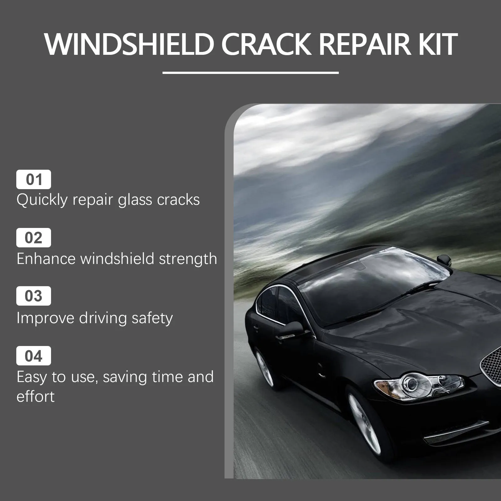 30ml car windshield repair drops kit with blade and curing films for UV-curable windscreen crack repair