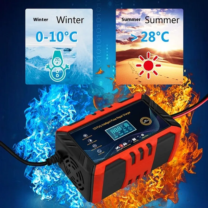 12V 6A RX-04 series automobile battery charger with US plug in red colour